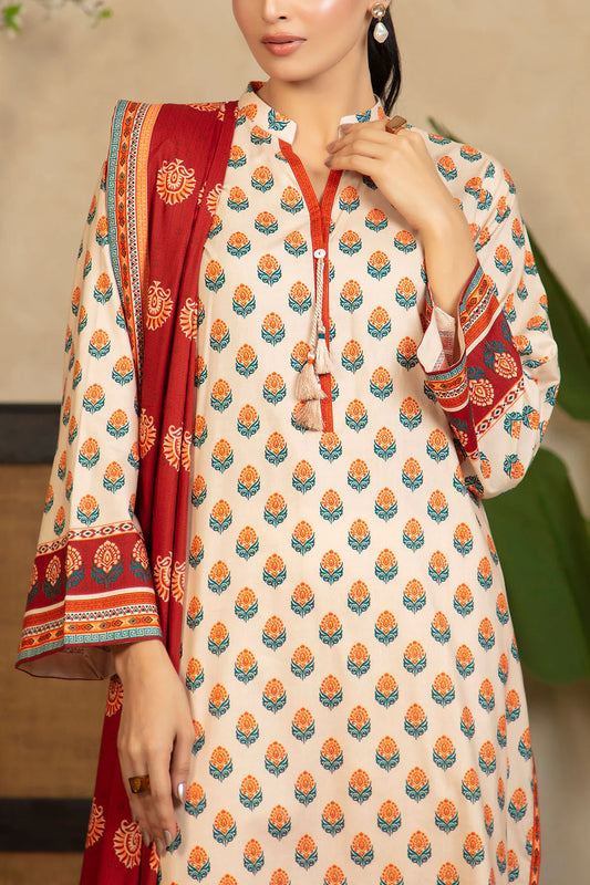 3 Piece Printed Cotton Linen Suit with Dupatta