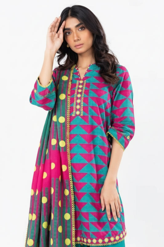 Khaddar Unstitched in Teal by Alkaram Studio