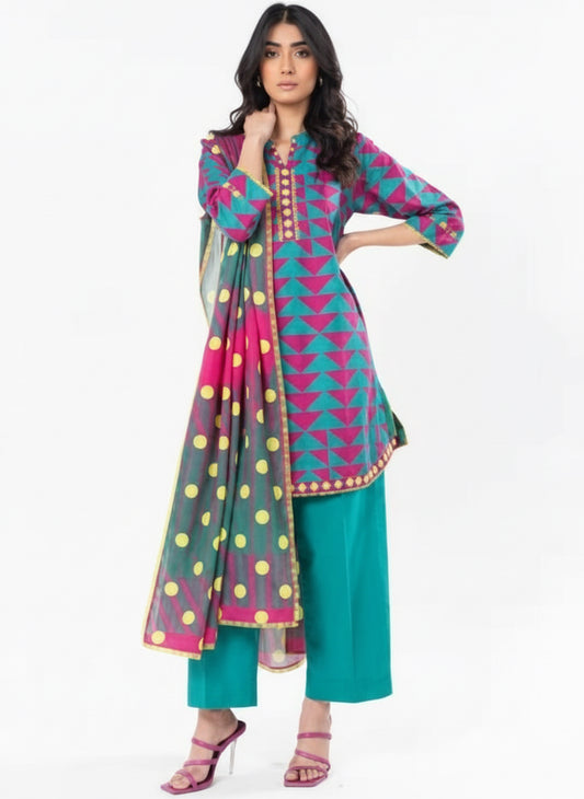Khaddar Unstitched in Teal by Alkaram Studio