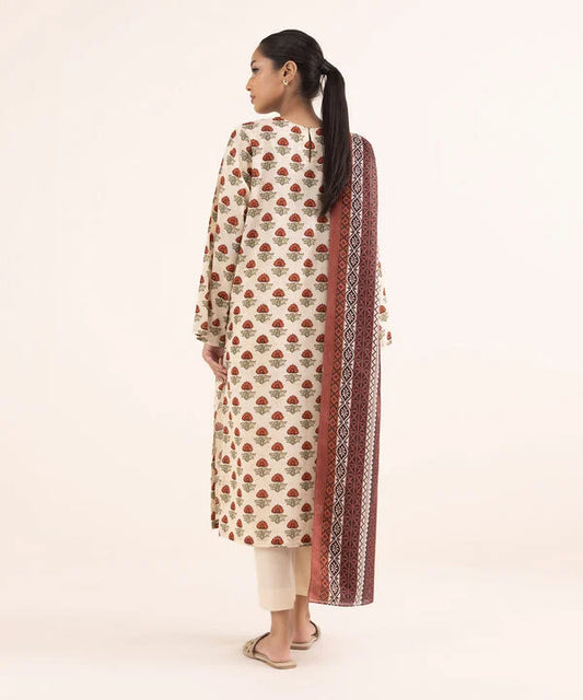3 Piece Printed Cotton Linen Suit with Dupatta