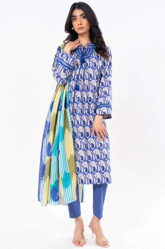 Alkaram Light Indigo Khaddar Suit (3 Pcs)